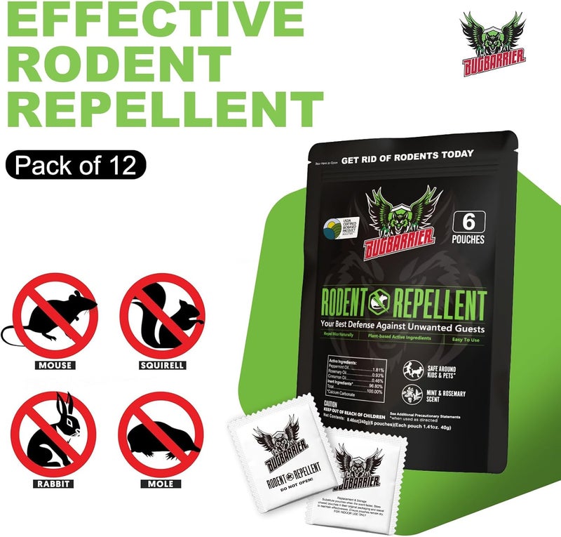 BugBarrier Extra-Strength Mouse Repellent Deterrent Pouches, USDA 99% Biobased, Peppermint & Rosemary Oils Repel Mice Nesting in Car, RV, Boat, Garage, Shed, Cabin Made in The USA (12 Pack) - Image 3